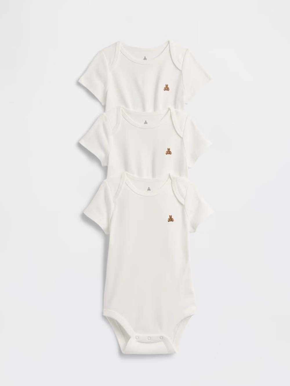GAP White Infant baby 3-Pack Bodysuit Undershirts with Teddy Embroidery, 6-12m